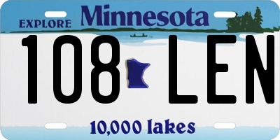 MN license plate 108LEN