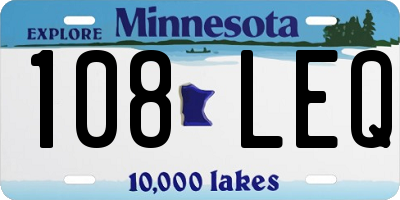 MN license plate 108LEQ