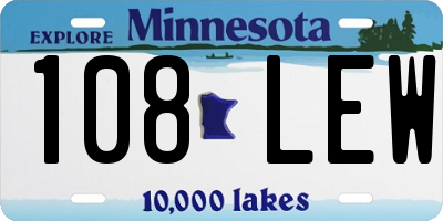MN license plate 108LEW