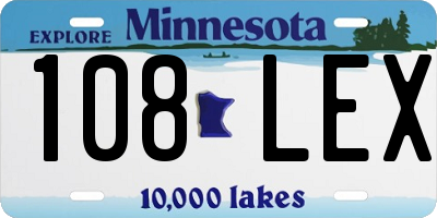 MN license plate 108LEX