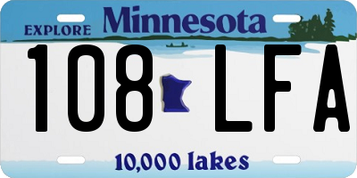 MN license plate 108LFA