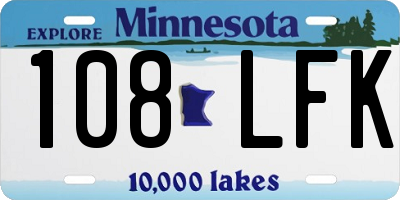 MN license plate 108LFK