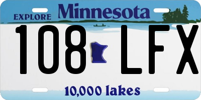 MN license plate 108LFX