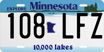 MN license plate 108LFZ