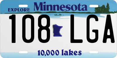 MN license plate 108LGA