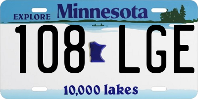 MN license plate 108LGE