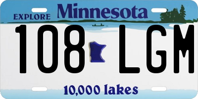 MN license plate 108LGM