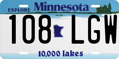 MN license plate 108LGW
