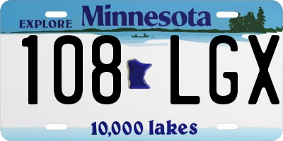 MN license plate 108LGX