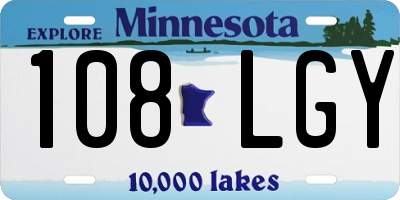 MN license plate 108LGY