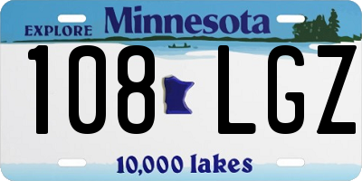 MN license plate 108LGZ
