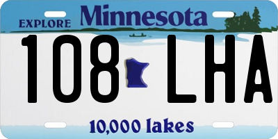 MN license plate 108LHA