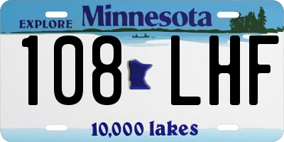 MN license plate 108LHF