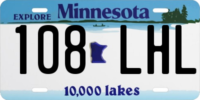 MN license plate 108LHL
