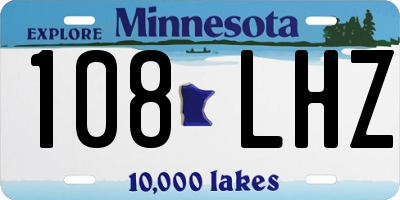MN license plate 108LHZ