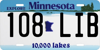 MN license plate 108LIB