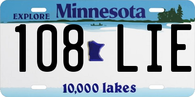 MN license plate 108LIE