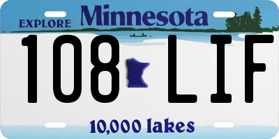 MN license plate 108LIF