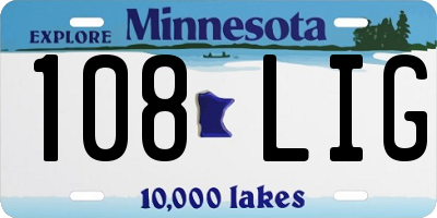 MN license plate 108LIG