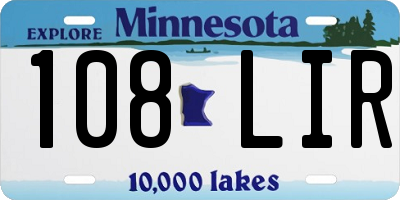 MN license plate 108LIR