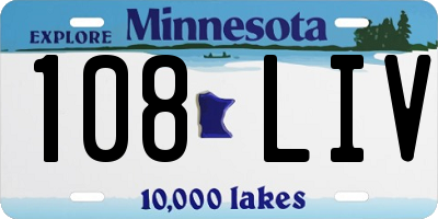 MN license plate 108LIV