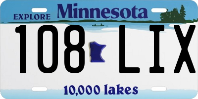 MN license plate 108LIX