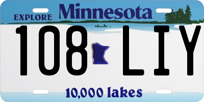 MN license plate 108LIY