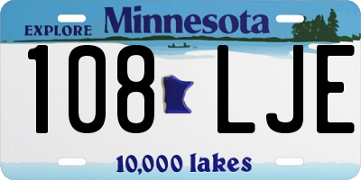 MN license plate 108LJE