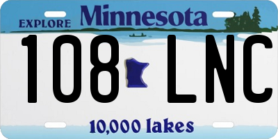MN license plate 108LNC