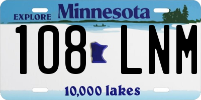 MN license plate 108LNM