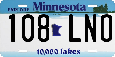 MN license plate 108LNO