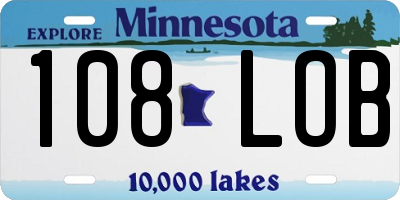 MN license plate 108LOB
