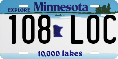 MN license plate 108LOC