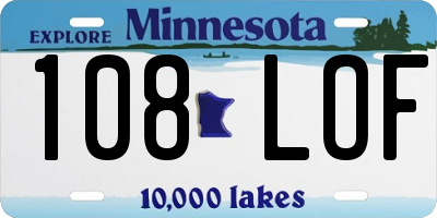 MN license plate 108LOF