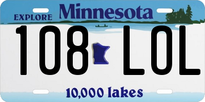 MN license plate 108LOL