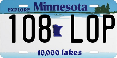 MN license plate 108LOP