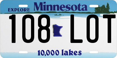 MN license plate 108LOT