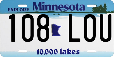 MN license plate 108LOU
