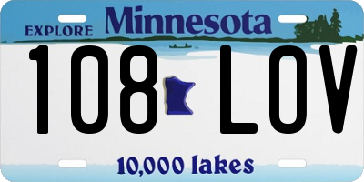 MN license plate 108LOV