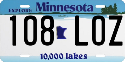 MN license plate 108LOZ
