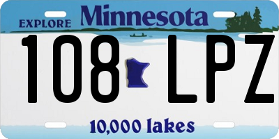 MN license plate 108LPZ