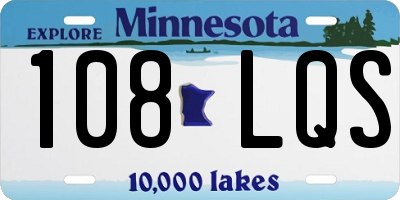 MN license plate 108LQS