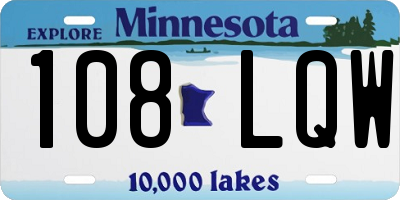 MN license plate 108LQW