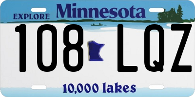 MN license plate 108LQZ