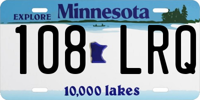 MN license plate 108LRQ
