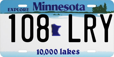 MN license plate 108LRY