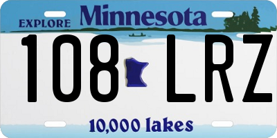 MN license plate 108LRZ