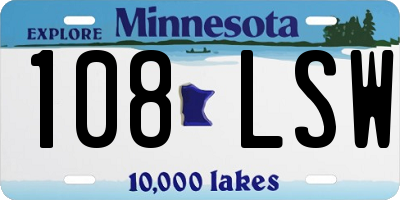 MN license plate 108LSW
