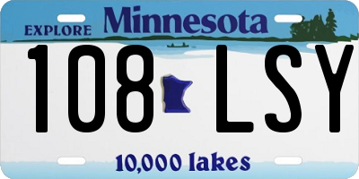 MN license plate 108LSY