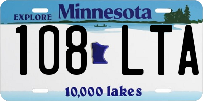MN license plate 108LTA
